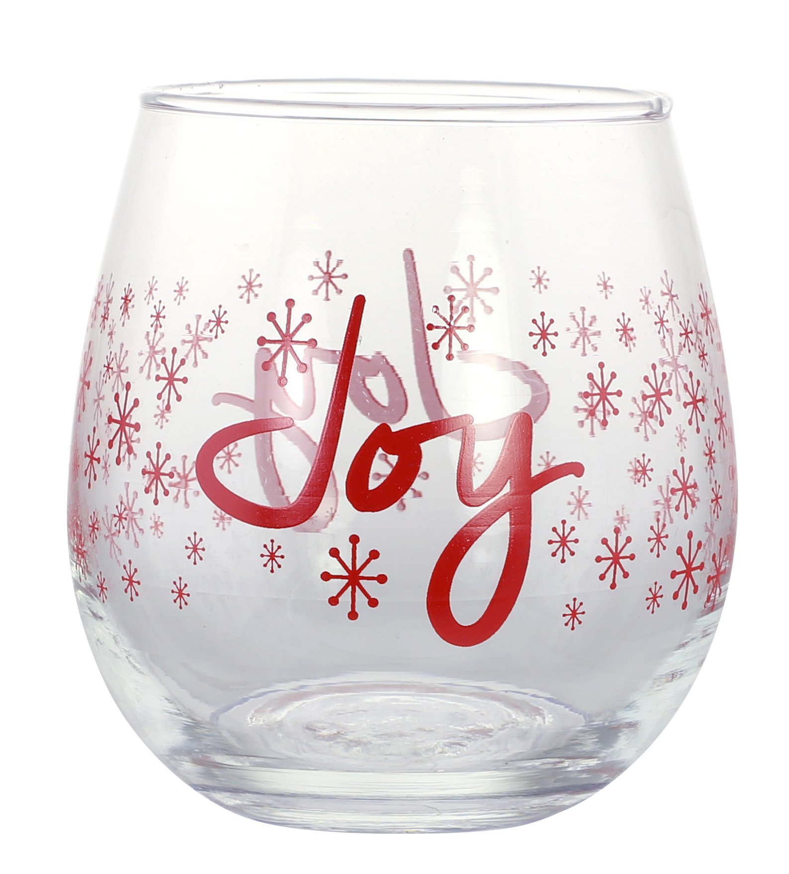 KOVOT Holiday"CHEERS" and"JOY" Stemless Wine Glass Set | 16 oz | Christmas Wine Glasses (2 Glasses)