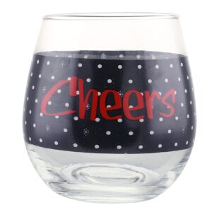 KOVOT Holiday"CHEERS" and"JOY" Stemless Wine Glass Set | 16 oz | Christmas Wine Glasses (2 Glasses)