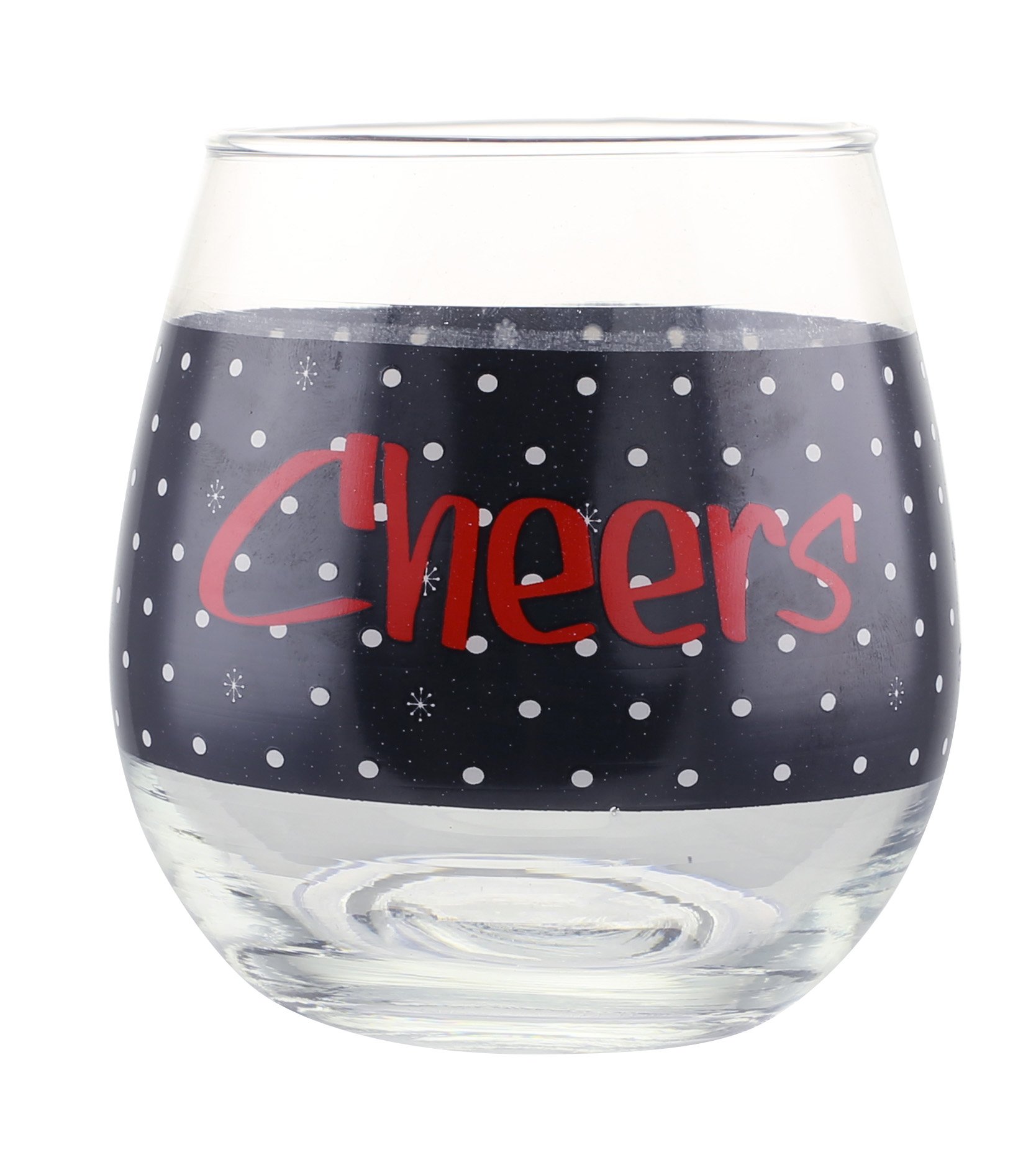 KOVOT Holiday"CHEERS" and"JOY" Stemless Wine Glass Set | 16 oz | Christmas Wine Glasses (2 Glasses)
