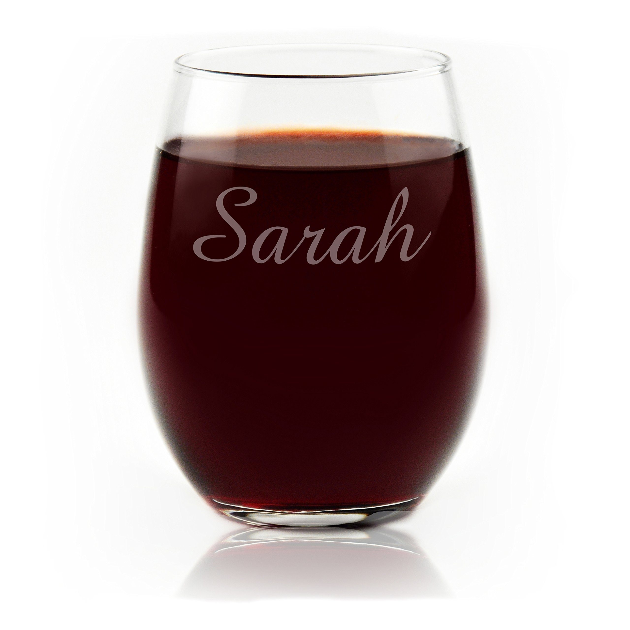 Personalized Stemless Wine Glass Engraved with Your Custom Text