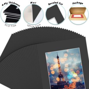 Golden State Art, Acid Free, Pack of 50 11x14 Black Picture Mats Mattes with White Core Bevel Cut for 8x10 Photo