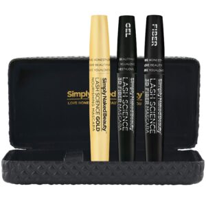 3d black mascara for volume & length - eyelash growth nourishing base, black mascara gel & dry fibers to create 3d lengthening effect. non-toxic & cruelty free by simply naked beauty