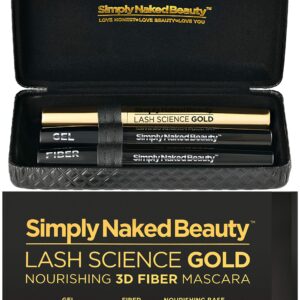 3D Black Mascara for Volume & Length - Eyelash Growth Nourishing Base, Black Mascara Gel & Dry Fibers to create 3D Lengthening Effect. Non-Toxic & Cruelty Free by Simply Naked Beauty