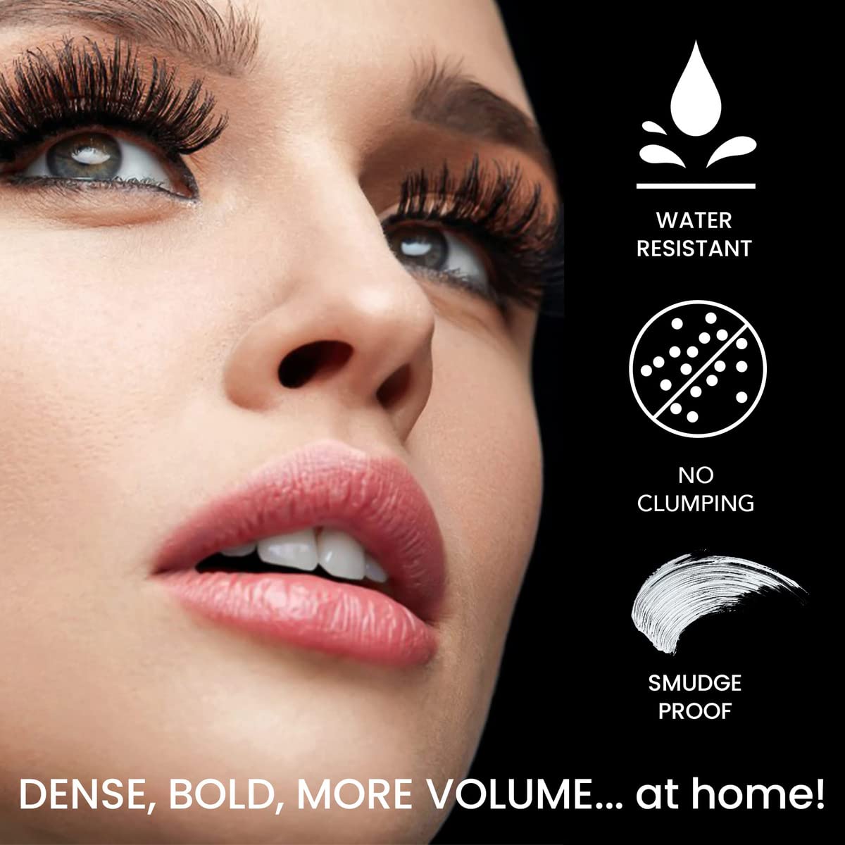 3D Black Mascara for Volume & Length - Eyelash Growth Nourishing Base, Black Mascara Gel & Dry Fibers to create 3D Lengthening Effect. Non-Toxic & Cruelty Free by Simply Naked Beauty