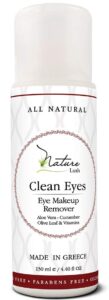 nature lush the best natural eye & face makeup remover - oil free - rich vitamins - non irritating – no hazardous chemicals - “clean eyes made in greece 4.4 oz