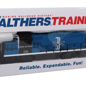 Walthers Trainline HO Scale Model EMD GP9M Standard DC Boston & Maine #1754 Train, Blue/Black/White, EMD GP9M Boston & Maine