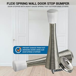 10 Pack Rok Hardware 3" (76mm) Flexi Spring Heavy Duty Wall Door Stop Bumper Brushed Nickel