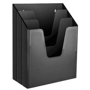 acrimet vertical triple file folder holder organizer (black color)