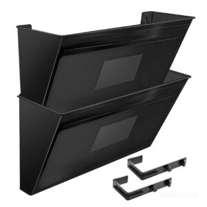 acrimet wall mount pocket file organizer holder (hangers included) (black color) (2 pack)