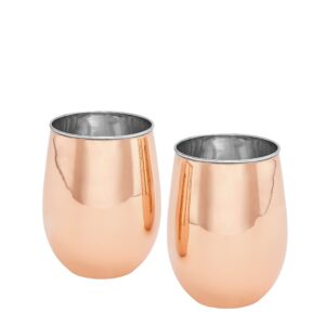 old dutch 2-ply stemless wine glasses (set of 2), solid copper/stainless steel, 17 oz.