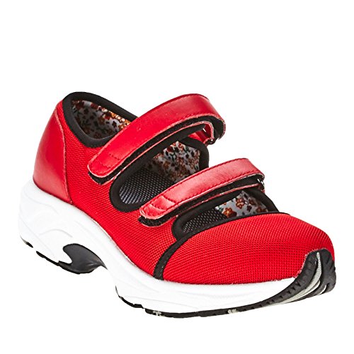 Drew Women's Solo Adjustable Strap All-Day Comfort Walking Shoe with Extra Depth 8.5 M US Red