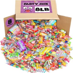 big bulk candy - 8 pounds - individually wrapped candies- piñata filler stuffers - assorted variety candy for offices, camps, candy party favors, claw machines, carnivals