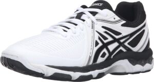 asics women's gel-netburner ballistic volleyball shoe, white/black/silver, 6.5 m us