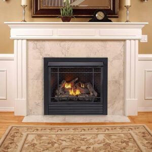 Duluth Forge Dual Fuel Ventless Gas Fireplace Insert, Remote Control, 9 Fire Logs, Use with Natural Gas or Liquid Propane, 32000 BTU, Heats up to 1500 Sq. Ft., Black