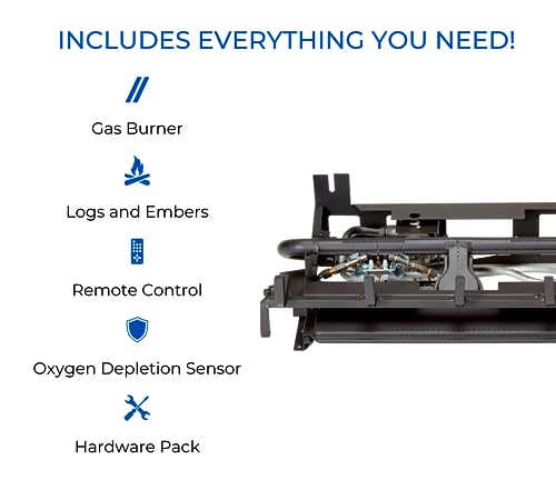 Duluth Forge DLS-24R-2 Dual Fuel Ventless Fireplace Logs Set with Remote Control, Use with Natural Gas or Liquid Propane, 33000 BTU, Stacked Red Oak, 24 Inches