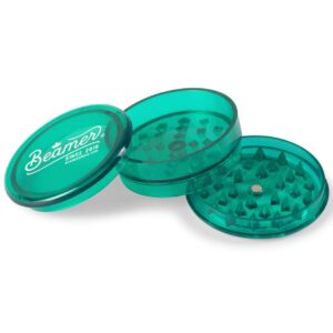 Beamer Crown Logo 3-Piece 63mm Acrylic Grinder - Transparent Green Color + Beamer Smoke Sticker