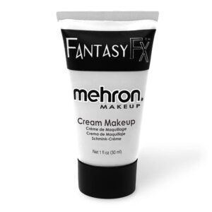 mehron makeup fantasy fx cream makeup | water based halloween makeup | white face paint & body paint for adults 1 fl oz (30ml) (white)