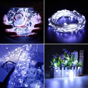 XINKAITE 30 Micro LEDs on 10Feet/3M Fairy Silver Wire Battery Operated String Lights for Wedding Party Christmas Table Decorations, Cold White