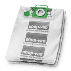 shop-vac 9021633 genuine wet/dry tear resistant collection filter bags, 12-20 gallon, white
