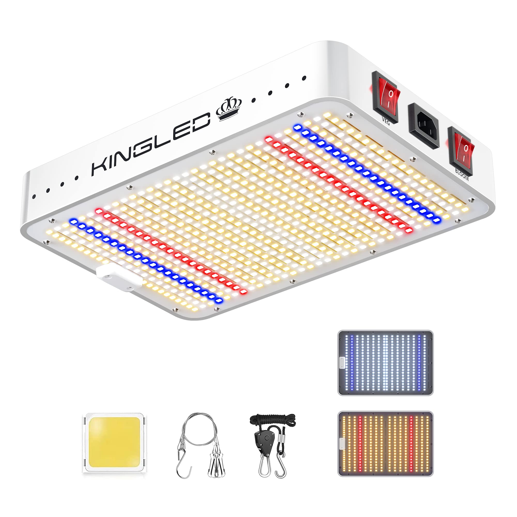 KingLED 2024 Newest 1000w LED Grow Lights with Yield LEDs 2x2ft Coverage Full Spectrum Grow Lights for Indoor Hydroponic Plants Greenhouse Growing Lamps Veg Bloom Daul Mode