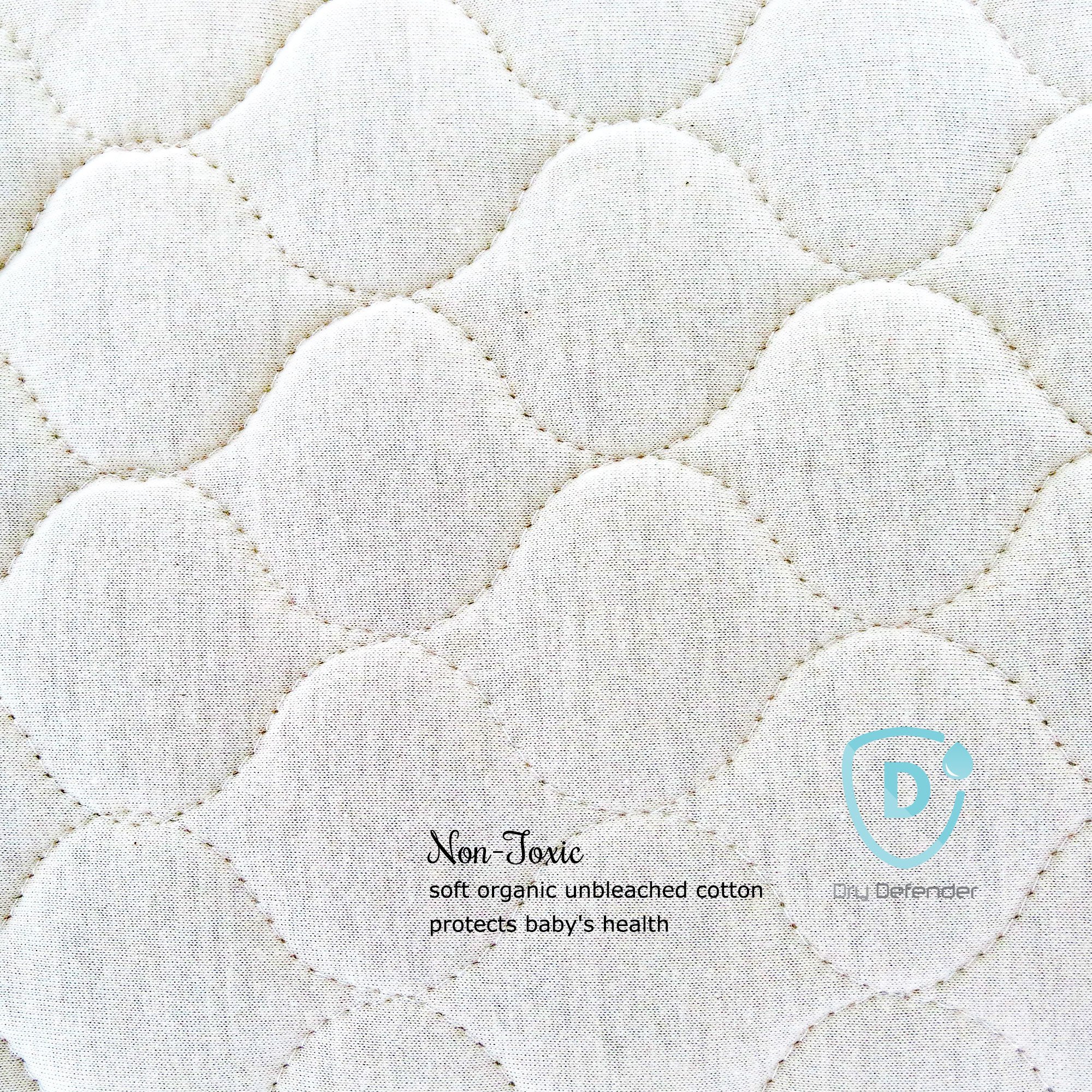 Organic, Waterproof Natural Quilted Fitted Portable/Mini Crib Pad Cover