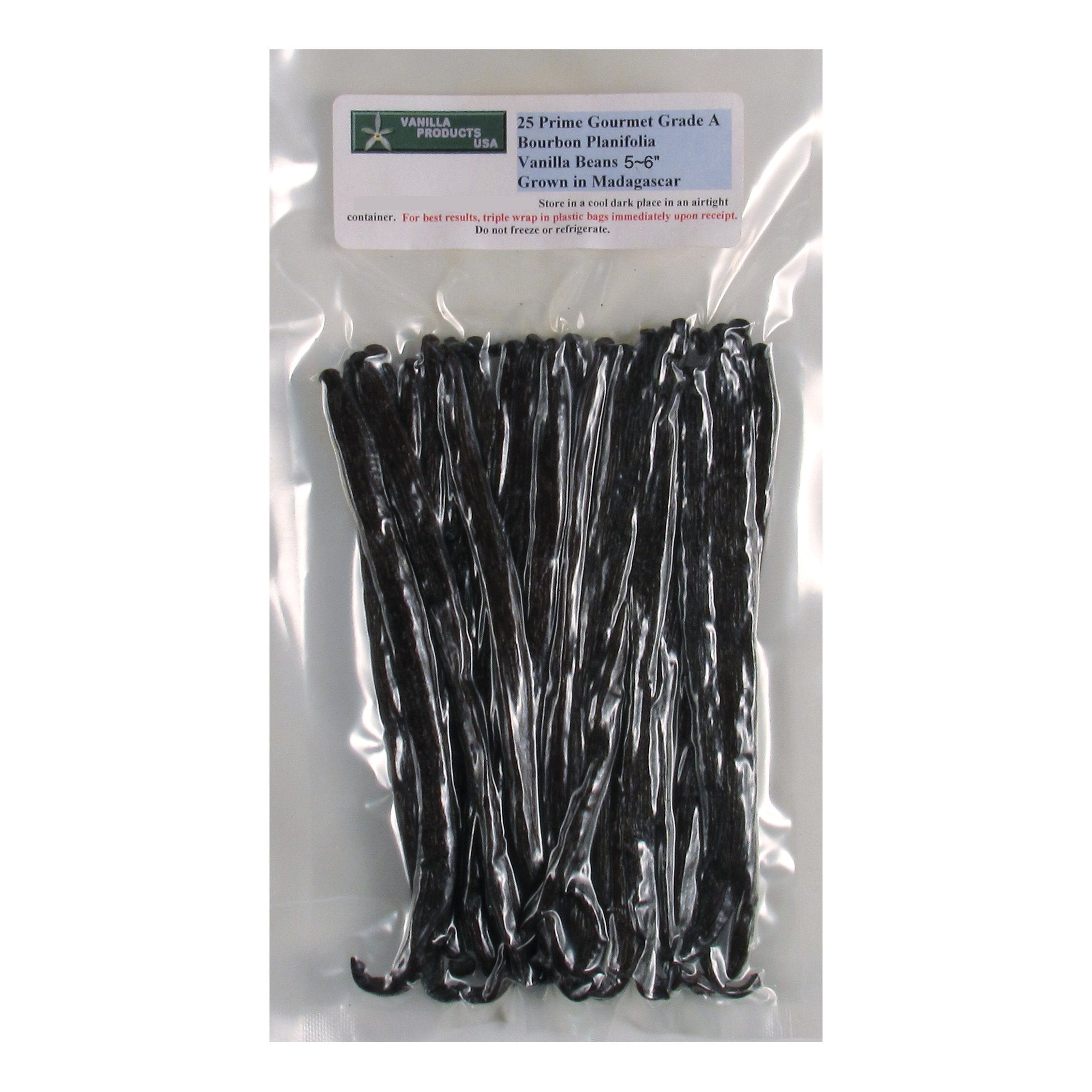 Vanilla Products USA 25 Madagascar Bourbon Planifolia Grade A Gourmet Vanilla Beans 5~6"