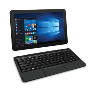rca cambio 10.1 2-in-1 tablet 32gb intel quad core windows 10 black touchscreen laptop computer with bluetooth and wifi