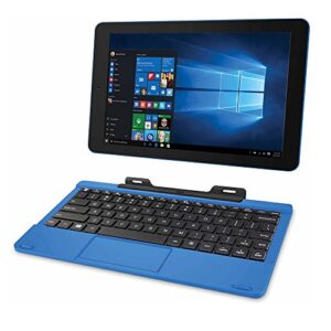 rca cambio 10.1" 2-in-1 tablet 32gb intel quad core windows 10 blue touchscreen laptop computer with bluetooth and wifi