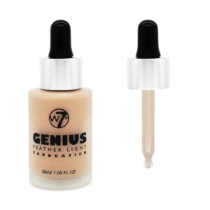 w7 genius foundation - liquid to powder finish foundation for poreless, matte light to medium coverage - 30ml (sand beige)