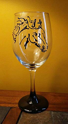 Black Stallion Horse Hand Painted Wine Glasses Set of 2