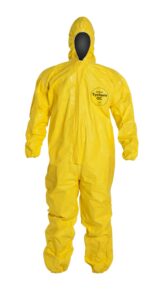 tychem qc chemical protection coveralls with hood by dupont, sizes medium to 4xl (medium)