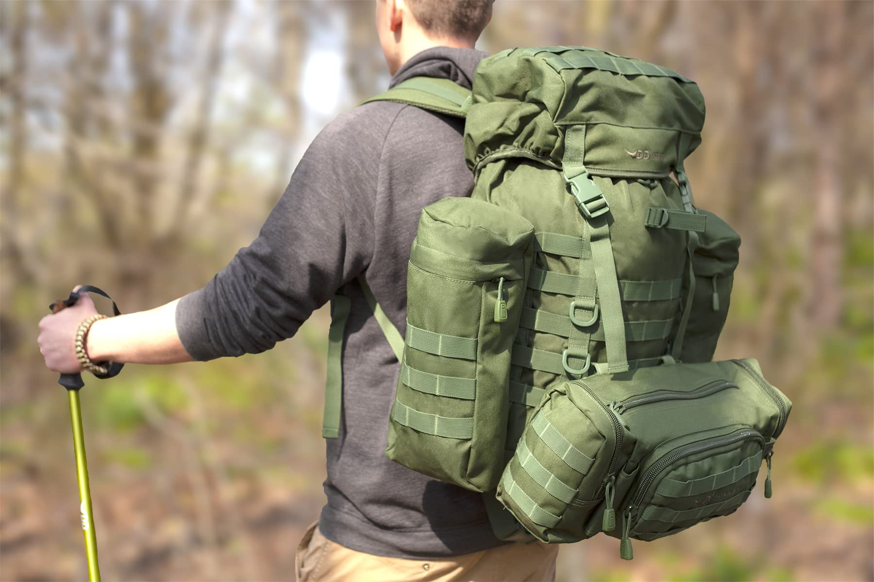 DD HAMMOCKS Bergen Rucksack - Olive Green: Hiking Backpack 55L MOLLE Compatible With Detachable Tactical Compartments For Backpacking Travel Expedition