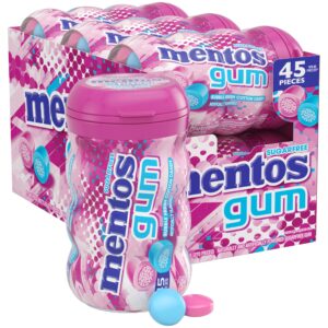 mentos sugar-free chewing gum with xylitol, bubble fresh cotton candy, 45 count (pack of 6)