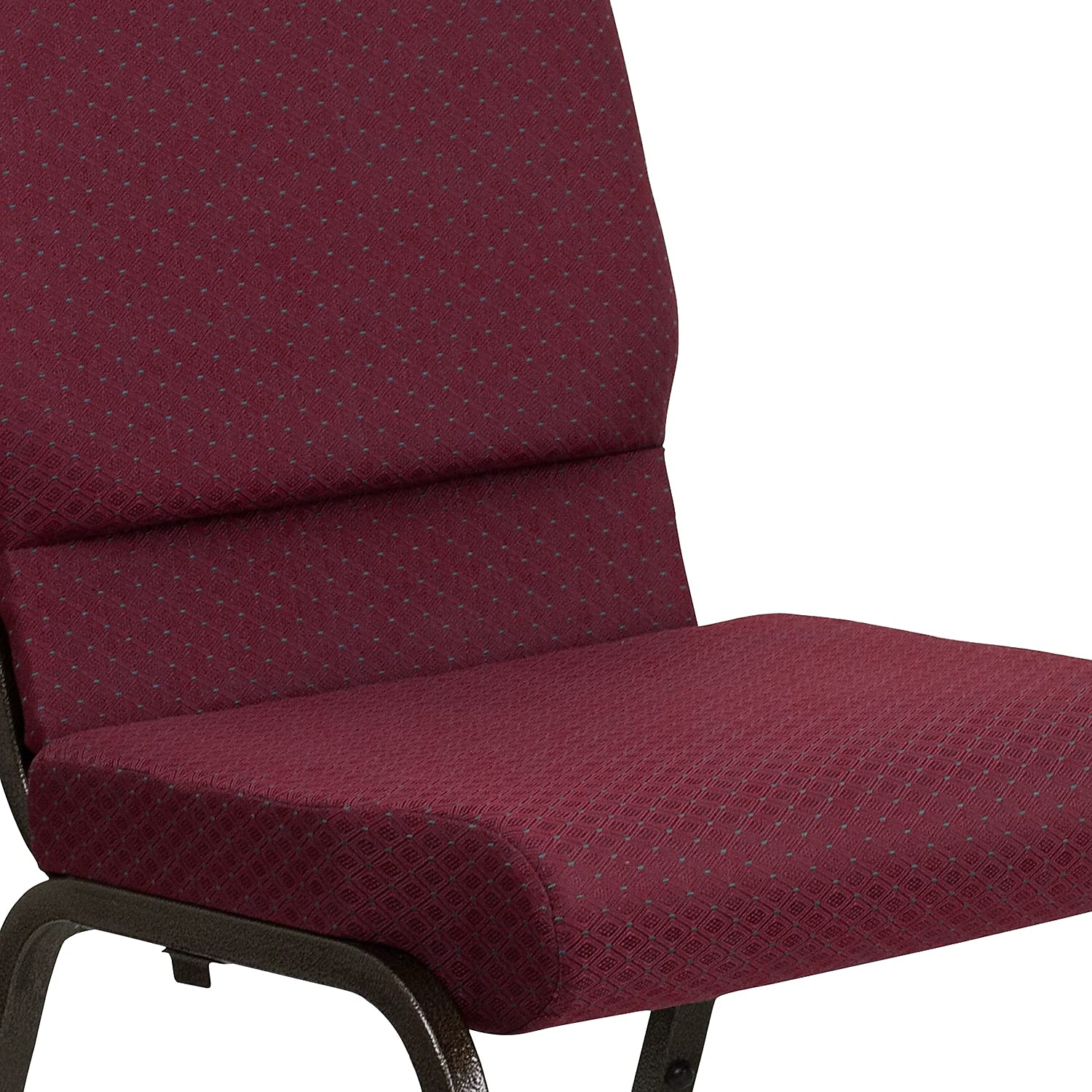 Flash Furniture 4 Pack HERCULES Series 18.5''W Stacking Church Chair in Burgundy Patterned Fabric - Gold Vein Frame