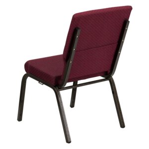 Flash Furniture 4 Pack HERCULES Series 18.5''W Stacking Church Chair in Burgundy Patterned Fabric - Gold Vein Frame