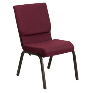 Flash Furniture 4 Pack HERCULES Series 18.5''W Stacking Church Chair in Burgundy Patterned Fabric - Gold Vein Frame