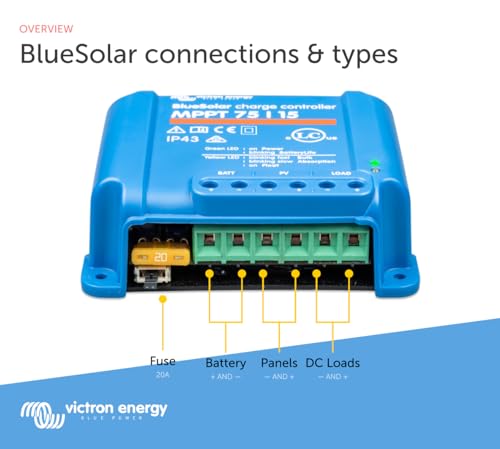 Victron Energy BlueSolar MPPT 75V 15 amp 12/24-Volt Solar Charge Controller