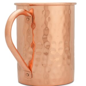 Copper Mules Moscow Mule PURE Copper Mug Handcrafted of 100% Pure THICK Copper - Timeless Hammered Finish - RAW Copper Interior - Authentic and Strong Riveted Handle - Holds 16 ounces