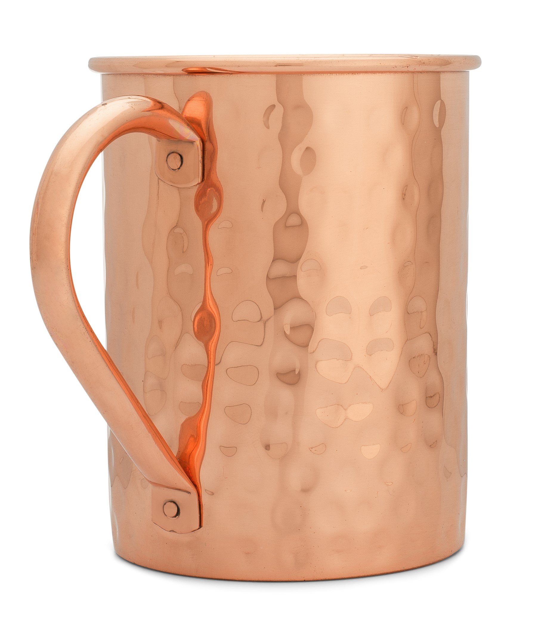 Copper Mules Moscow Mule PURE Copper Mug Handcrafted of 100% Pure THICK Copper - Timeless Hammered Finish - RAW Copper Interior - Authentic and Strong Riveted Handle - Holds 16 ounces