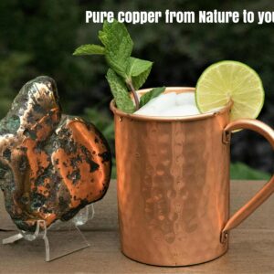 Copper Mules Moscow Mule PURE Copper Mug Handcrafted of 100% Pure THICK Copper - Timeless Hammered Finish - RAW Copper Interior - Authentic and Strong Riveted Handle - Holds 16 ounces