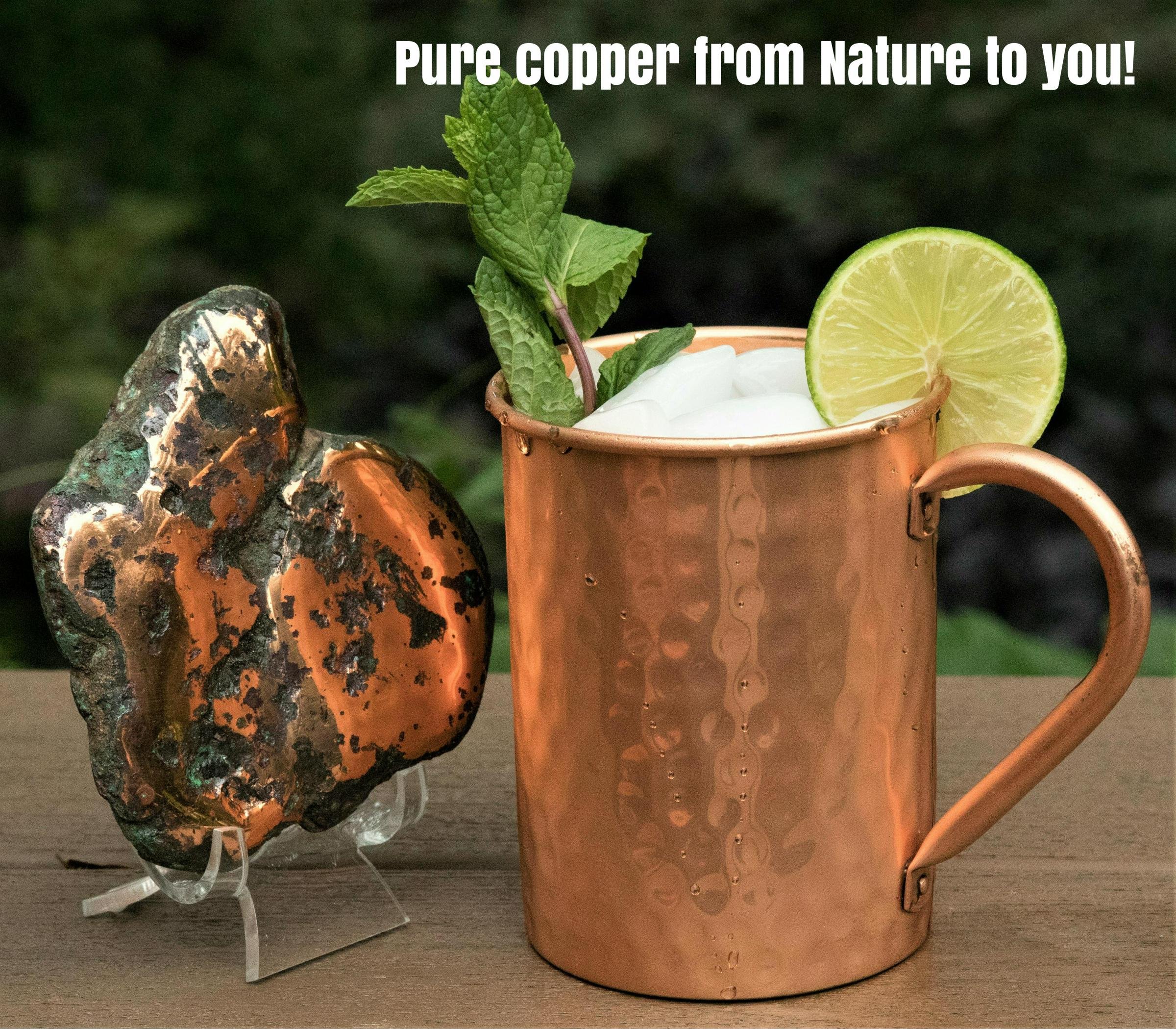 Copper Mules Moscow Mule PURE Copper Mug Handcrafted of 100% Pure THICK Copper - Timeless Hammered Finish - RAW Copper Interior - Authentic and Strong Riveted Handle - Holds 16 ounces