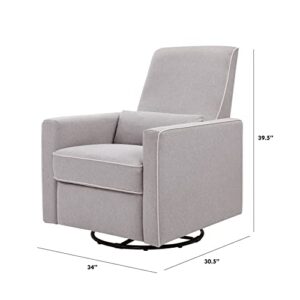 DaVinci Piper Upholstered Recliner and Swivel Glider in Grey with Cream Piping, Greenguard Gold & CertiPUR-US Certified