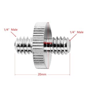 Anwenk Standard 1/4"-20 Male to 1/4"-20 Male Threaded Tripod Screw Adapter Standard Tripod Mounting Thread Camera Screw Adapter Converter, Precision Made (5 Pack)