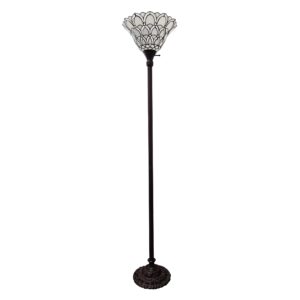 amora tiffany floor lamp torchiere - traditional style peacock design 69” stained glass lamp, custom handcrafted pole lamp with 3-way rotary switch - decorative floor lamp for living room