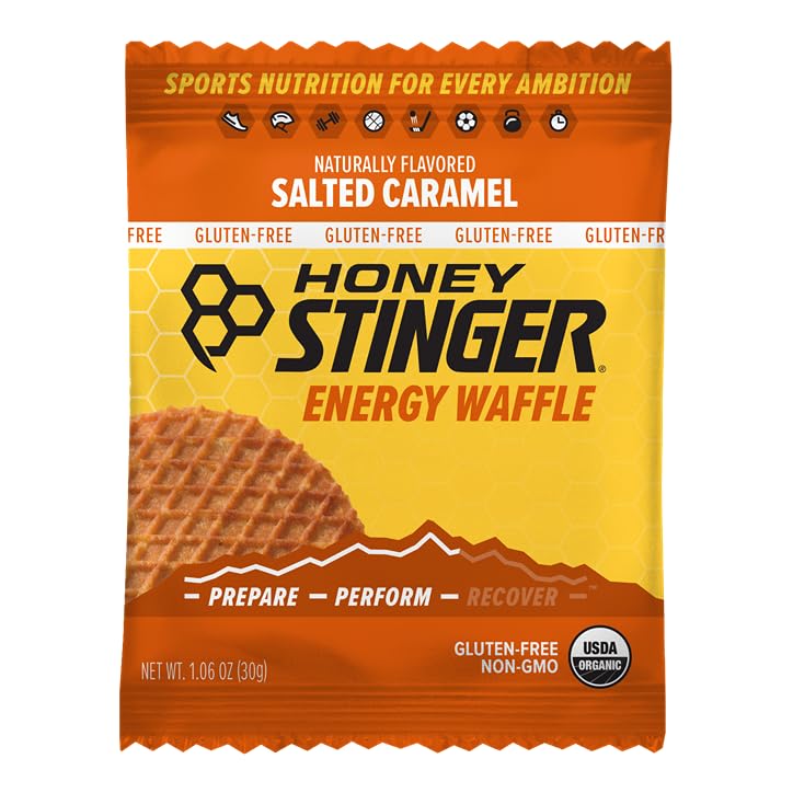 Honey Stinger Organic Gluten Free Salted Caramel Waffle | Energy Stroopwafel for Exercise, Endurance and Performance | Sports Nutrition for Home & Gym, Pre & During Workout | 16 Count