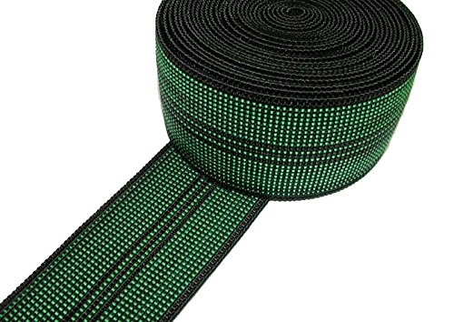 3" Elastic Webbing Sofa/Couch/Chair Upholstery [Black/Green] - 330' Roll