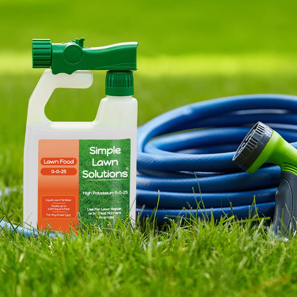 Simple Lawn Solutions - High Potassium Lawn Food Liquid Fertilizer 0-0-25 - Concentrated Spray - Turf Grass Vigor and Plant Hardiness - Summer and Fall - Any Grass Type (32 Ounce)