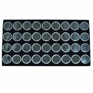 black foam with 36 acrylic gem jar holders tray liner