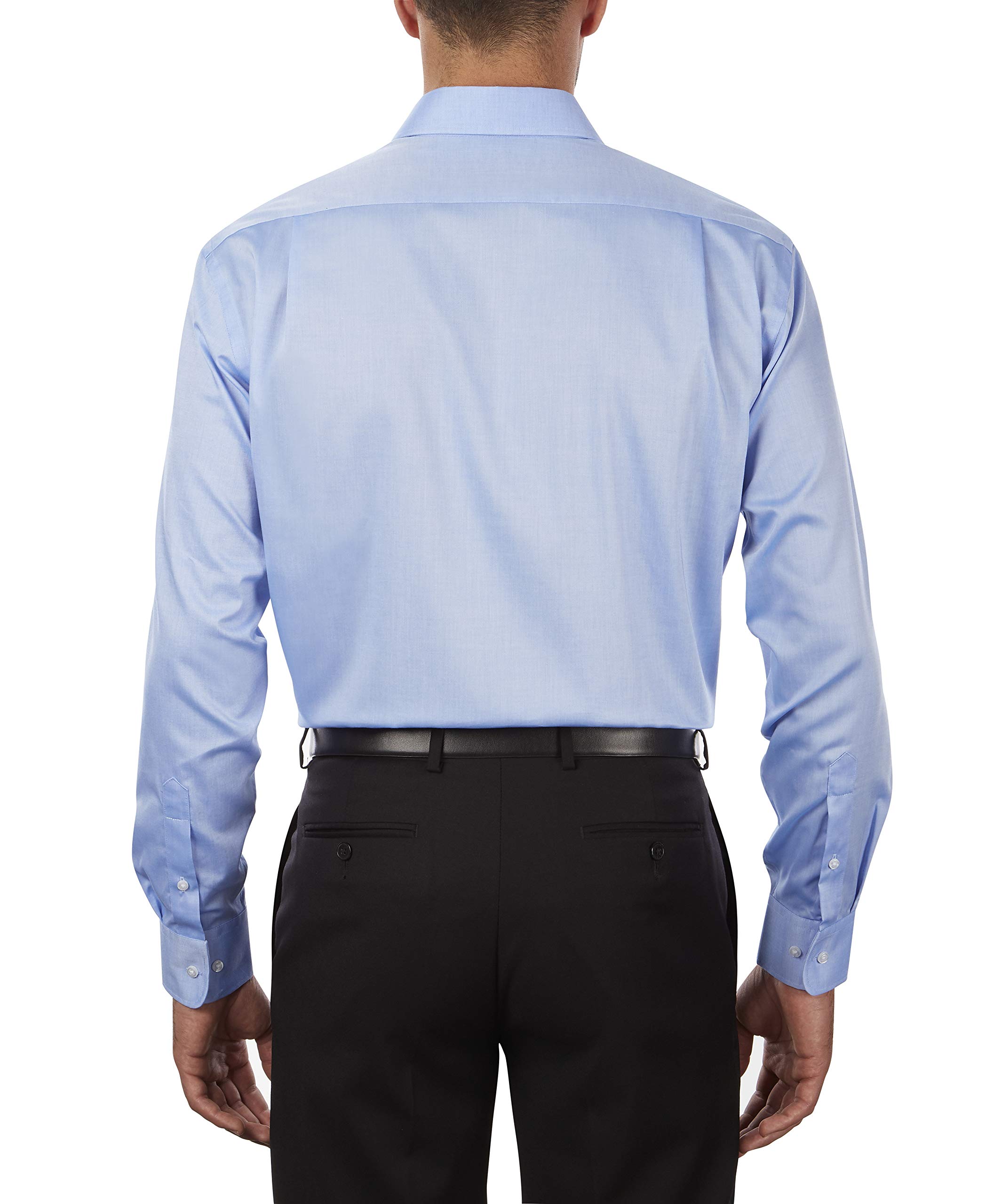 Tommy Hilfiger Men's Dress Shirt Regular Fit Non Iron Solid, Blue, 16.5" Neck 34"-35" Sleeve