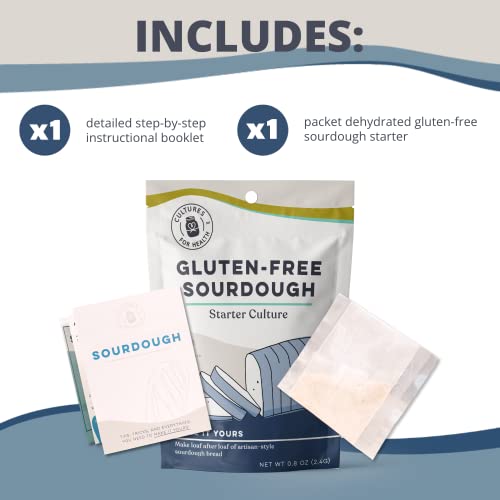 Cultures for Health Gluten Free Sourdough Starter | Heirloom Dehydrated Culture for Baking Gluten Free Bread | DIY Gluten Free Pasta, Pizza Dough, Pie Crust, & More | Non-GMO Prebiotic Sourdough Bread